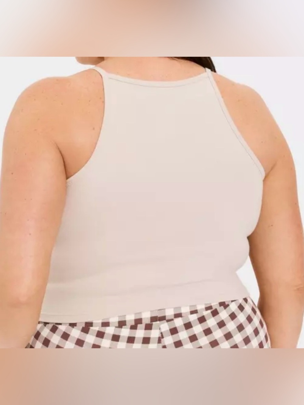 Torrid Chateau Gray Beige Tan Foxy High Neck Crop Top Cami Non-Adjustable Straps - Picture 3 of 9